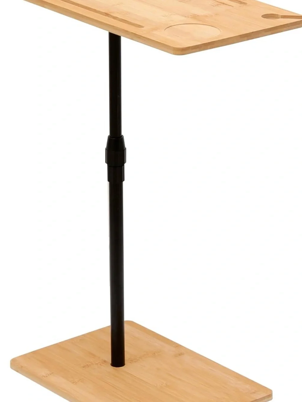 Adjustable Bamboo Side Table with Black Frame - Natural Bamboo & Black
